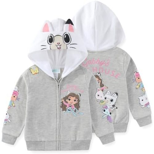 DREAMWORKS GABBY'S DOLLHOUSE Girls Fleece Zip Up Hoodie with Ears for Toddler and Big Kids