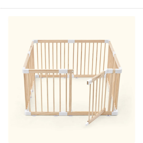 HARPPA Wooden Baby Gate Playpen | Non-Toxic Foldable DIY Adjustable Play Yard for Infants & Toddlers – Natural Finish Baby Fence for Small & Large Spaces