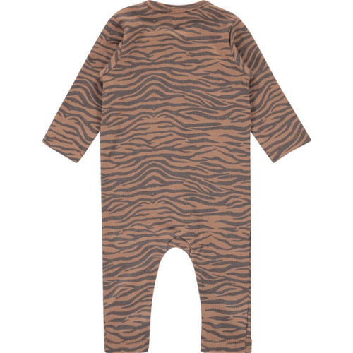 Knit Animal Print Long Sleeve Romper, Mocha - Babyface | Maisonette