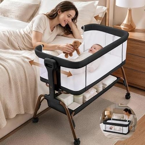 4 in 1 Baby Bassinet, Rocking Bassinet, Bedside Bassinet for Baby, Black