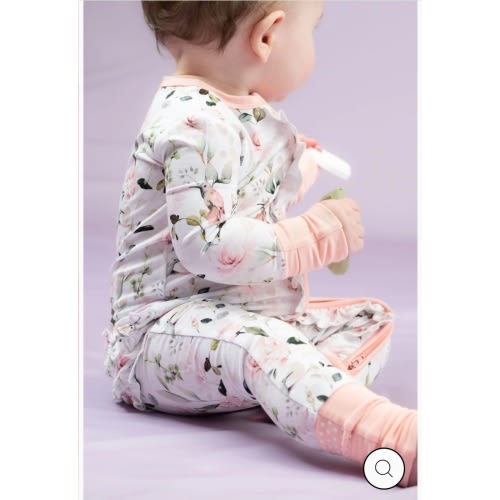 Zipper Bamboo Baby Pajamas - Watercolor Hummingbird Print Footie Zippies