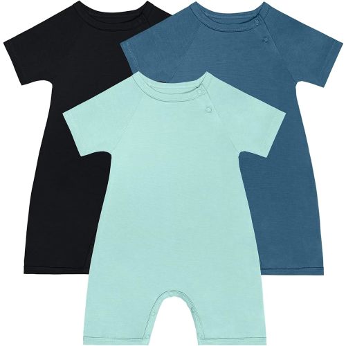 GUISBY Baby Romper 3-Pack Short Sleeve Rayon of Bamboo Bodysuit Set, 0-24M
