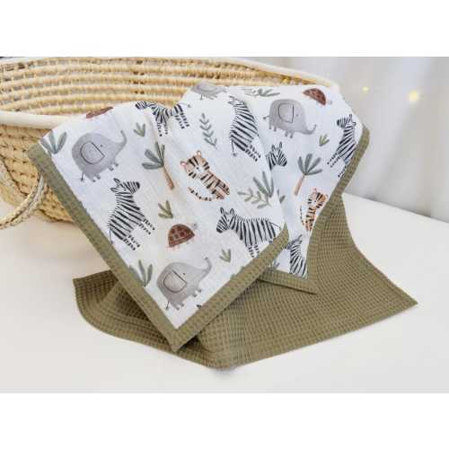 Foral Baby Blanket - Organic Muslin Blanket, Embroidered Name Baby Blanket, Cotton Waffle Blanket, Handmade Baby Gifts, Customized Blanket