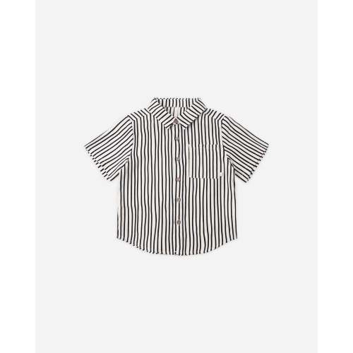 Collared Short Sleeve Shirt Wavy Stripe