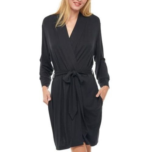 ADR Women's Classic Soft Knit Short Lounge Robe with Pockets Steel Gray Large