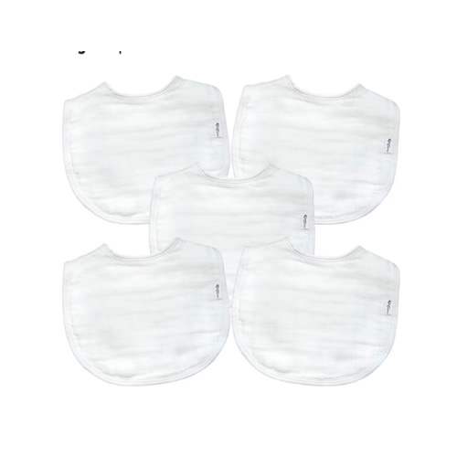 green sprouts Muslin Bibs Made from Organic Cotton| 4 Absorbent Layers Protect from sniffles, Drips, & drools | 100% Organic Cotton Muslin, Adjustable snap Closure, Machine Washable,5 Count