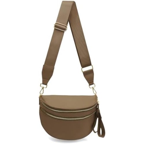 Pure Colour Crossbody Bum Bags for Women Spacious Checkered Cross body Bag Nylon Trendy Fanny Pack for Travel