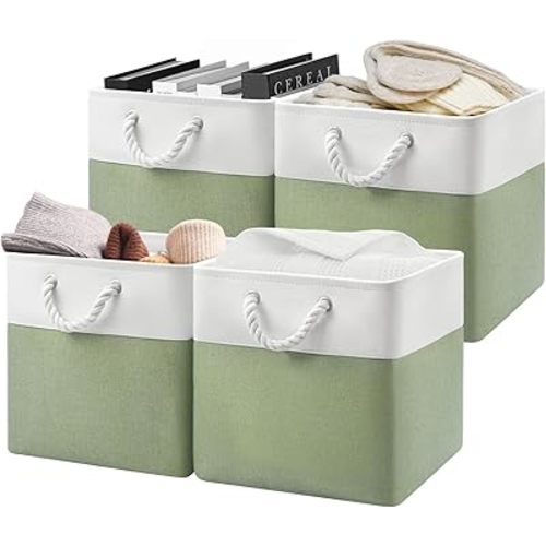 Patvingot 13-Inch Fabric Cube Storage Bins with Handles,4 Pack,Foldable