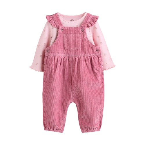 Kids' Ruffled Corduroy Dungarees & Bodysuit Set