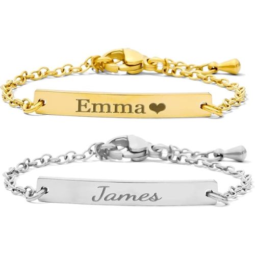 Personalized Baby Name ID Bracelet/Anklet – Custom Engraved Stainless Steel Jewelry for Babies, Toddlers & Kids – Gold or Silver – Adjustable Chain – Non Tarnish - Gift for Newborn, Baptism, Birthday