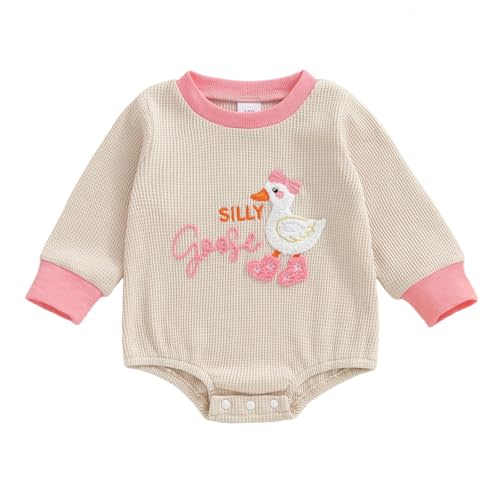 Newborn Baby Girl Outfit Letters Embroidery Onesie Sweatshirt Bubble Romper Cute Long Sleeve Bodysuit