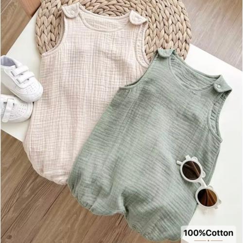 2pcs/Set Newborn Baby Boys Cute Poplin Solid Color Vest & Overall, Summer for Sale Australia| New Collection Online| SHEIN Australia