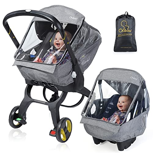 Car Seat Rain Cover, Compatible with Doona Infant Car Seat Stroller, Universal Rain Cover with Window for Waterproof, and Windproof, Breathable Baby Travel Weather Shield Stroller Accessories, Gray