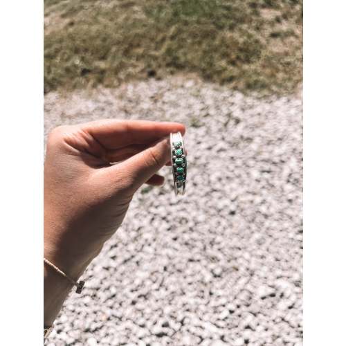 5 Stone Sterling Baby Cuff Bracelet - Turquoise