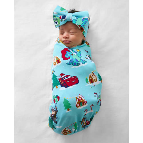 Christmas Village Swaddle & Luxe Bow Headband Set | Little Sleepies