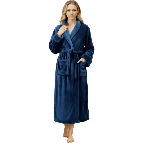 NY Threads Premium Ultra Soft Robes for Women Plush Fleece Long Bathrobe