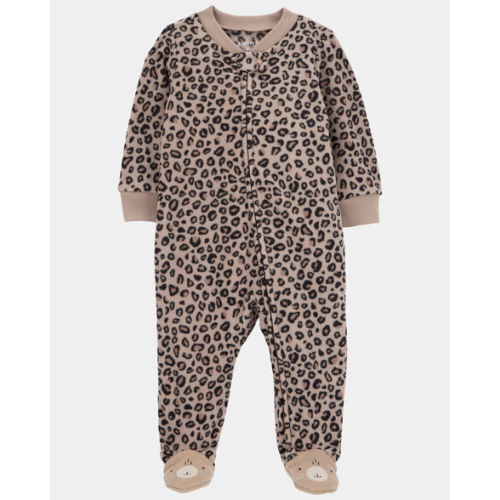 Baby Girl Leopard Print Loose Fit Long-Sleeve 2-Way Zip Sleep & Play Pajamas - Brown - Carter's | Carter's