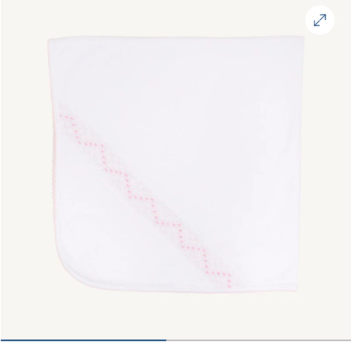 Sweetly Smocked Blessing Blanket - Worth Avenue White with Palm Beach