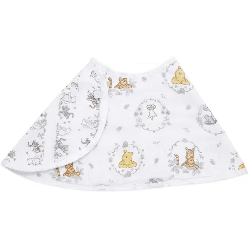 aden + anais Disney Burpy Baby Bib, 100% Cotton Muslin, Soft Absorbent 4 Layers, Multi-Use Burp Cloth and Bib, 22.5” X 11”, Single, Winnie the Pooh and Friends