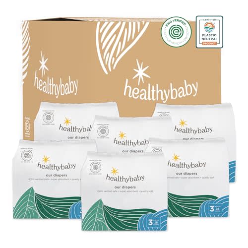 Our Diapers | EWG Verified Safe & Plant-Based Diapers | Leak Protection | Soft Organic Cotton Shell | Chlorine-Free Diaper for Sensitive Skin | Size 3 (16-28 lbs) 168 Count