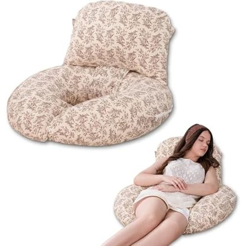 INSEN Wedge Pillow Set for Sleeping and After Surgery, Use for Acid Reflux, Reading and Relaxing, Headboard Pillow for Sitting in Bed, Brown Flower