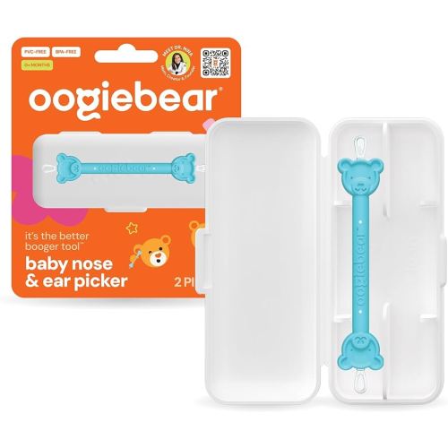 oogiebear: Baby Nose Cleaner & Ear Wax Removal Tool - Safe Booger & Earwax Removal for Newborns, Infants, Toddlers - Dual-Ended - Essential Baby Stuff, Diaper Bag Must-Have, with CASE