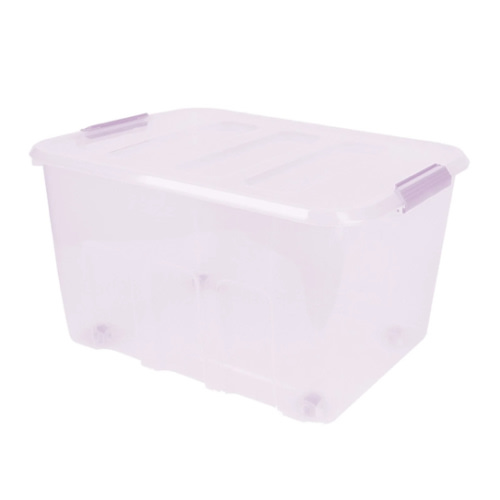 Purple Storage Tote with Pink Latch & Wheels, 52L