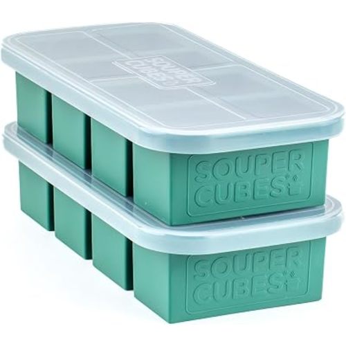Souper Cubes 1 Cup Silicone Freezer Molds with Lids, Kale, 2-Pack