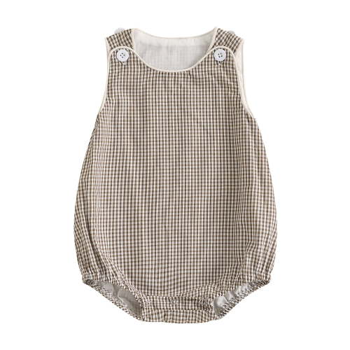 BemeyourBBs Newborn Baby Boy Girl Summer Clothes Plaid Gingham Bubble Romper Overalls One Piece Outfit Sleeveless Bodysuit Playsuit Jumpsuit