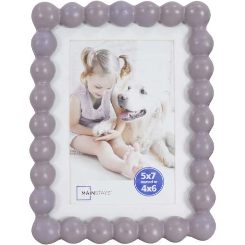Mainstays Hazy Purple Bubble Beaded 5x7 Picture Frame Matted to 4x6, Purple Photo Frame for Wall, Tabletop Display