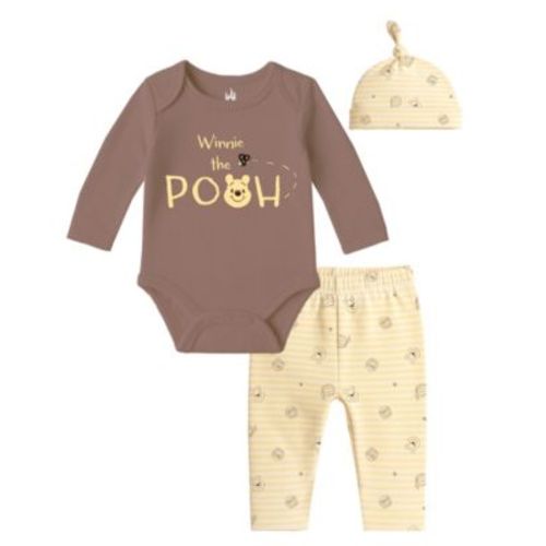 Baby Boys or Baby Girls 3-Piece Pooh Bodysuit, Hat, and Pants Set