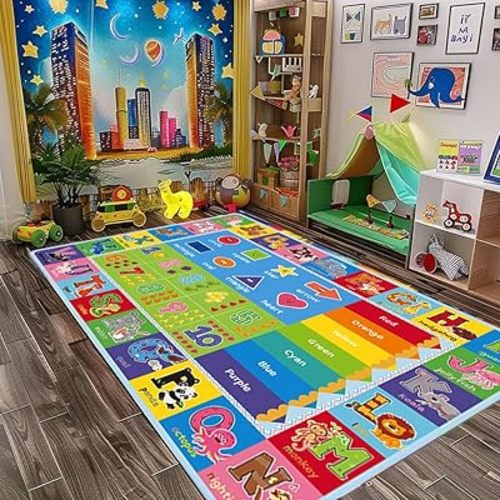ABC Carpet,Kids Carpet for Playroom, Classroom Floor Play Mat for Kids,Preschool Rugs wtih ABC, Numbers, Animals, Extra Large Thick (59X39.4 Inch)