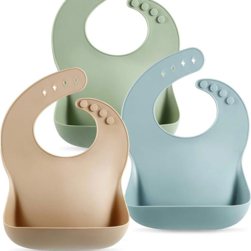 PandaEar Set of 3 Silicone Baby Bibs Waterproof, Soft, Unisex, 10-72 Months