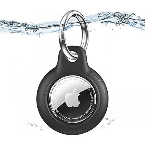 1 Pack for Airtag Holder, Waterproof for Air Tag Case with Keychain, PC Hard Shell Swivel Buckle, for Airtags Accessories Suitable for Tracking, Bags, Luggage, Keys-Black