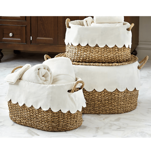 Bunny Williams Nesting Baskets With Scalloped Liner - Set Of 3