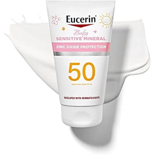 Eucerin Sun Sensitive Mineral Baby Sunscreen SPF 50, Sunscreen Lotion With Zinc Oxide Protection, 4 Fl Oz Tube