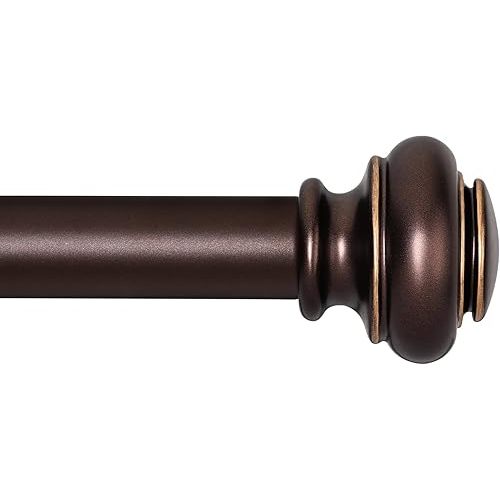 Heavy Duty Curtain Rods for Windows 66 to 120 Inches, Bronze Curtain Rods for Bedroom, Living Room, Patio, Kitchen, Adjustable with Classic Finials