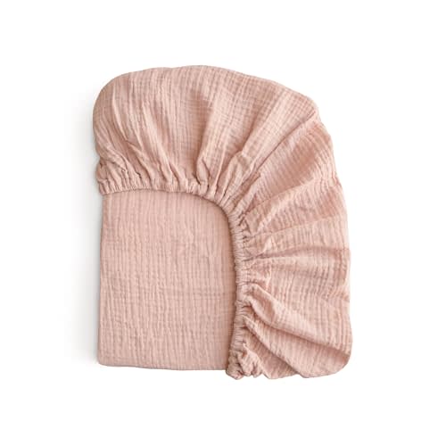 mushie Extra Soft Muslin Fitted MINI Crib Sheet | 24"x 38" (Blush)