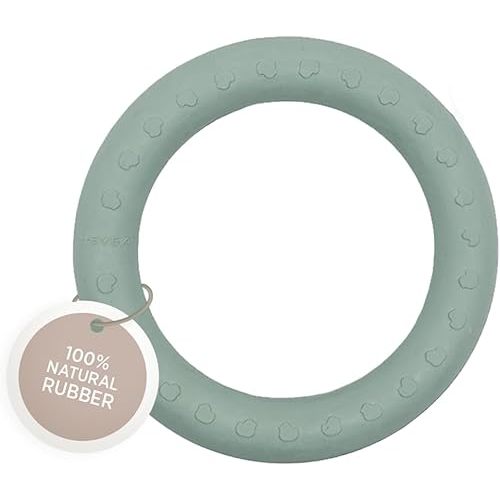 HEVEA Kawan Teething Ring for Babies - 100% Natural Rubber Soothing Teether Toy, BPA-Free & Vegan, Easy-Grip for Soothing Gums (Seafoam Blue)