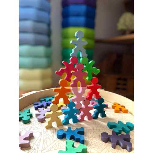 26 Pcs Rainbow Stained Wooden Little Balancing People Stacking Set
