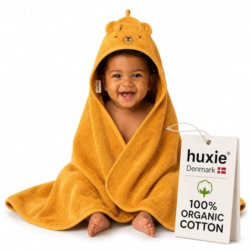 Hooded Baby Bath Towel, 100% Organic Cotton, Super-Soft 32"x32"