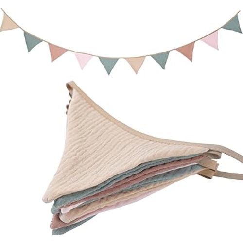 Pennant Banner Bunting Flags Multicolor, Garland Triangle Banners Fabric for Boho Baby Shower Wedding Party Decorations Nursery Playroom Decor(Pastel)