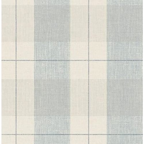 NextWall Lenox Hill Plaid Peel and Stick Wallpaper (Blue & Beige)