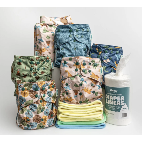 5 pack - New Parent Starter Bundles: Pocket Cloth Diapers with Athletic Wicking Jersey and More