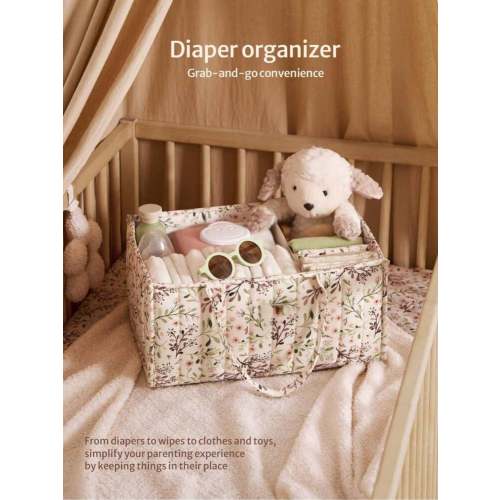 1pc Floral Diaper Caddy Organizer, Stylish Nursery Storage Basket - Gift For Baby Shower, Baby Registry Must Have, Newborn Essentials - Baby Caddy Organizer(Flower Prints In Randomized Positions) | SHEIN USA