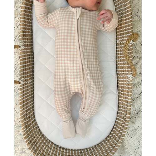 Bamboo Baby Onesie | Classic Gingham Zippered – Luli & Sage – Bamboo Pajamas for Moms & Littles
