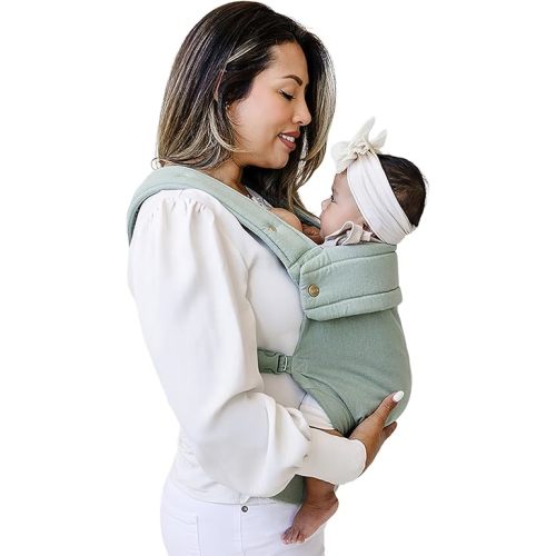Ava & Oliver Essential Baby Carrier – Ergonomic, Hip-Healthy Soft Structured Carrier for Infants & Toddlers (7–35lbs) - Front and Back Carry, Breathable Fabric, Stylish & Lightweight (Matcha)