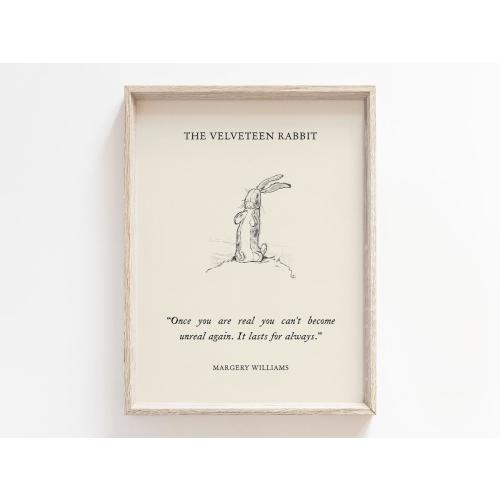 The Velveteen Rabbit - Once You are Real Quote Printable, Digital Download, Nursery Wall Art, Vintage Children Book Page Decor, Friend Gift
