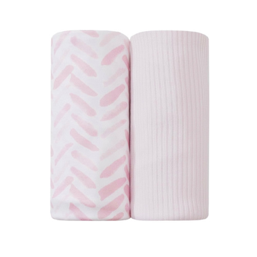 Jersey Swaddle Blanket, Ultra Soft Stretchy Receiving Blanket, Newborn Swaddle Wrap for Boys & Girls, 40 x 30 inches, 2 Pcs, Pink