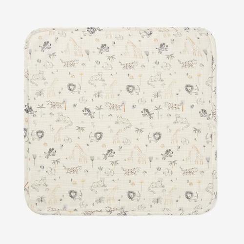Safari Print Organic Muslin Baby Security Blanket w/ Fur Back | Elegant Baby